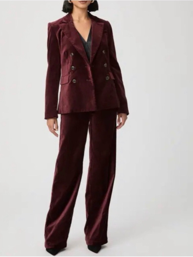 Paige Burgundy Velvet Double-Breasted Pantsuit